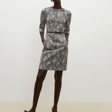 M.M. LAFLEUR Sheath Dress Black White Etsuko Crackle Patten 3/4 Sleeve Size 2
