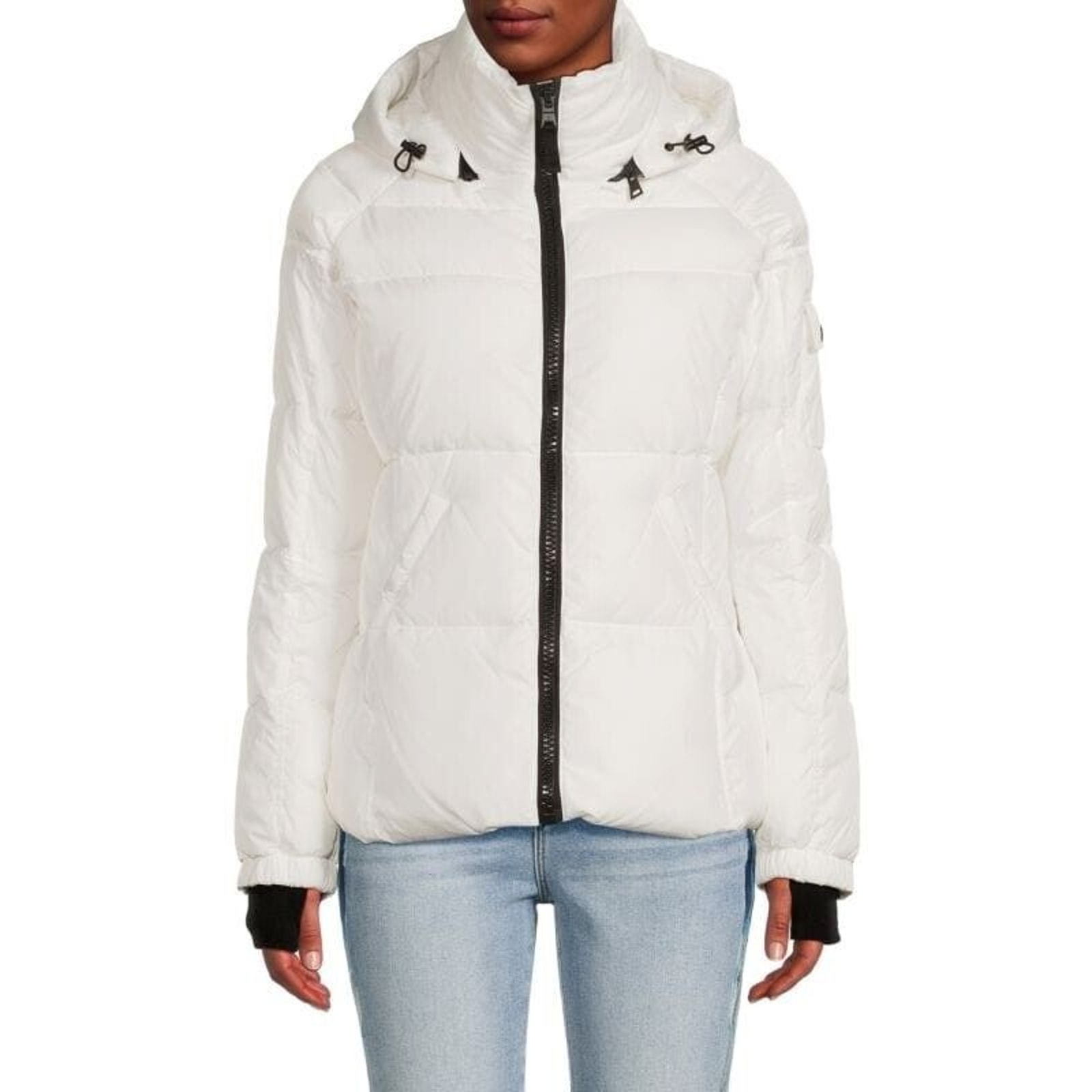 S13 Women's Hooded Kylie Matte Puffer Jacket White Size XL