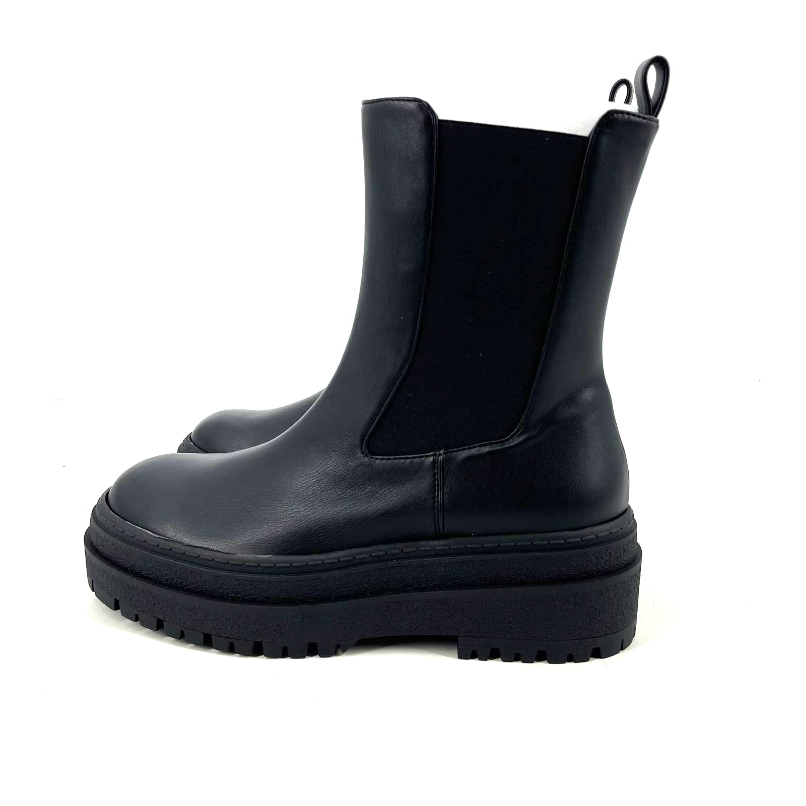 Good American Leather Chelsea Pull On Boot Black Women's 11 NIB GA036V-X