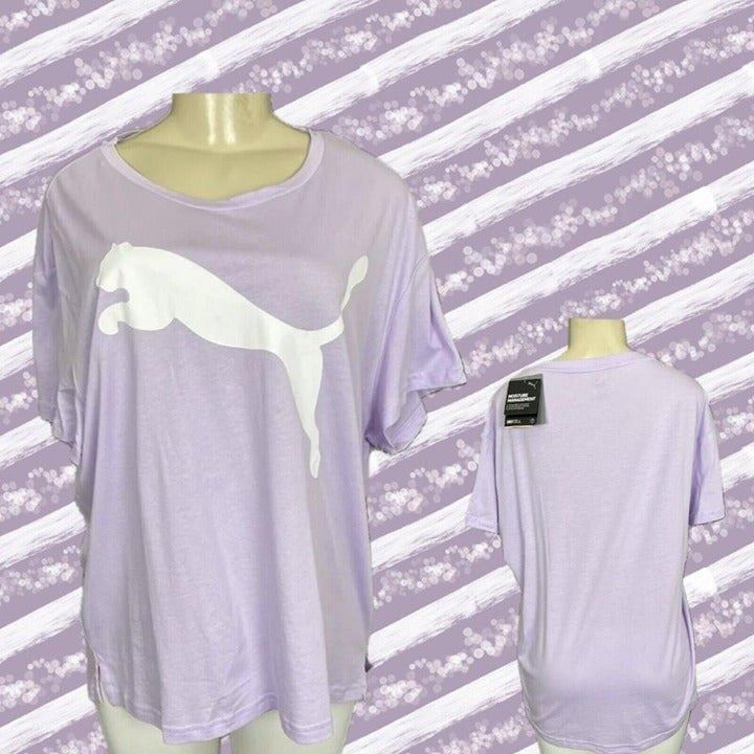 Puma XL Periwinkle Purple Logo Graphic Crew Neck Relaxed Fit Short Sleeve Tee