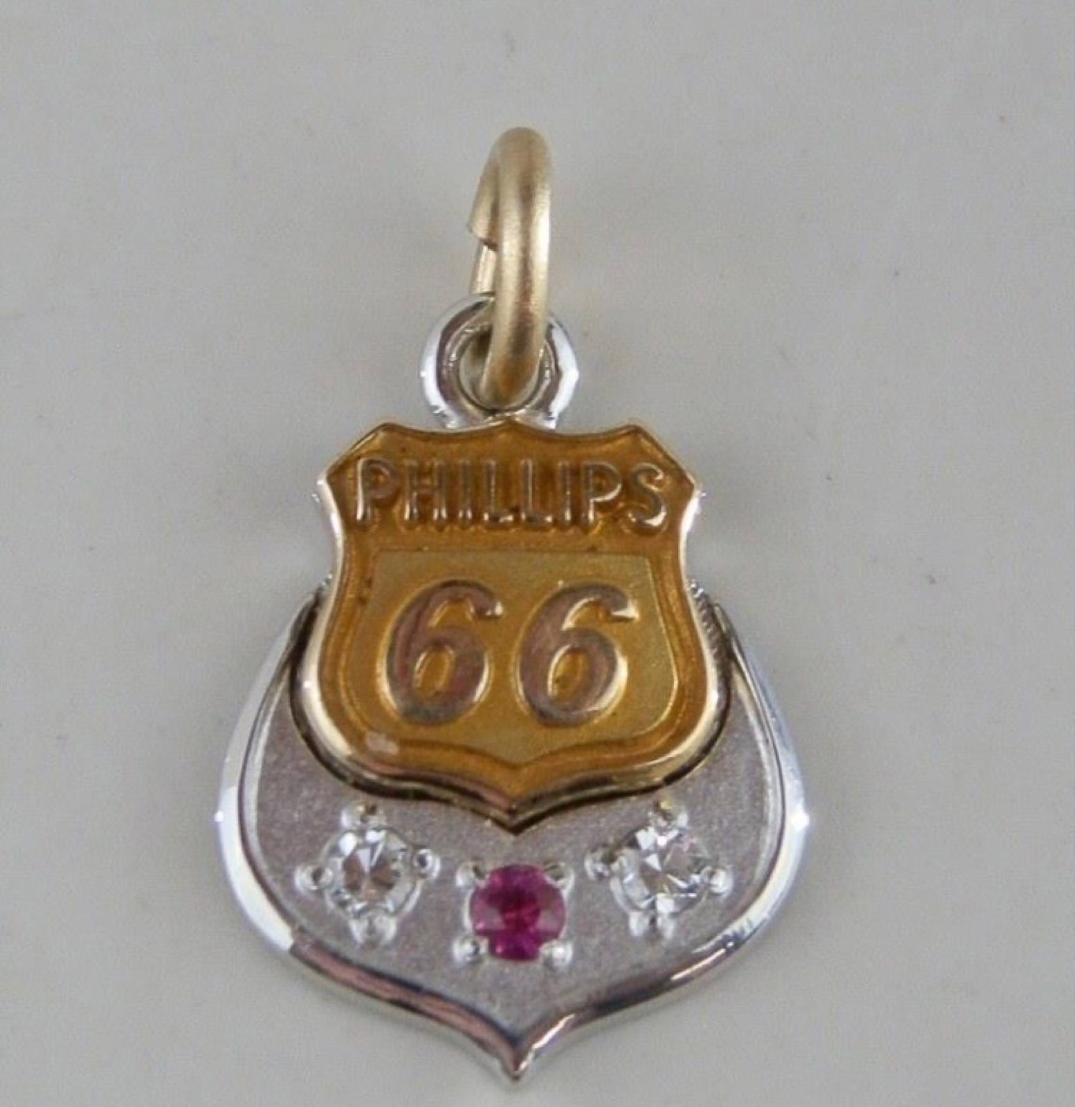 10K solid White&Yellow gold Phillips Service pendant with diamonds