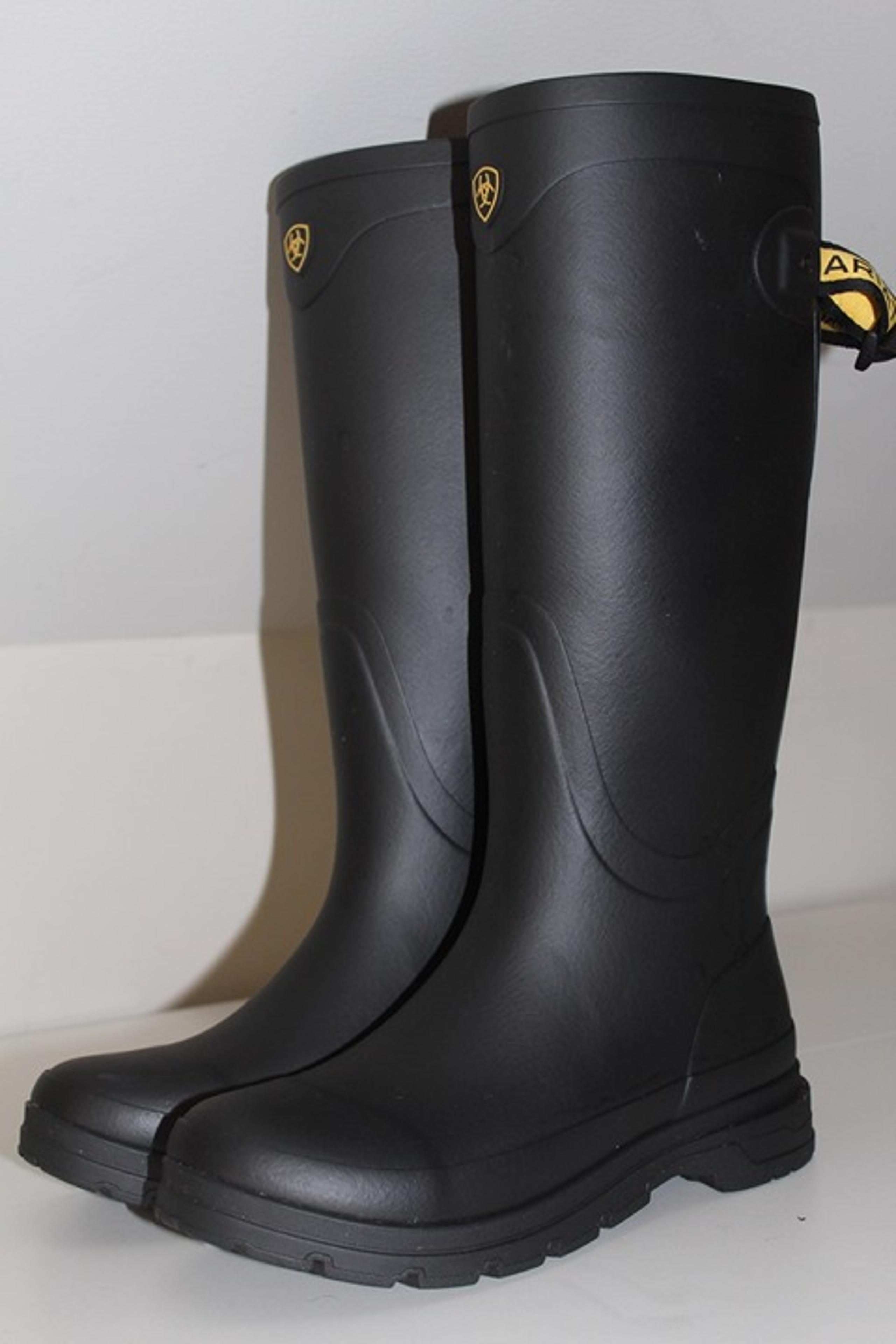 Kelmarsh Women's Size 8 Black Rain Rubber Wellington Boots 10047070 - Ariat
