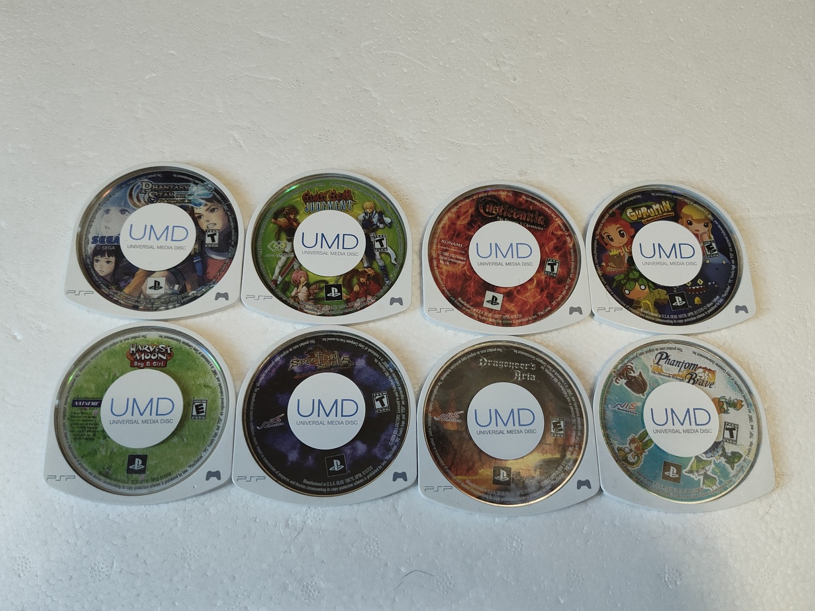 PSP Game Lot Gurumin, Harvest Moon, Castlevania, Phantom Brave Phantasy Star Etc