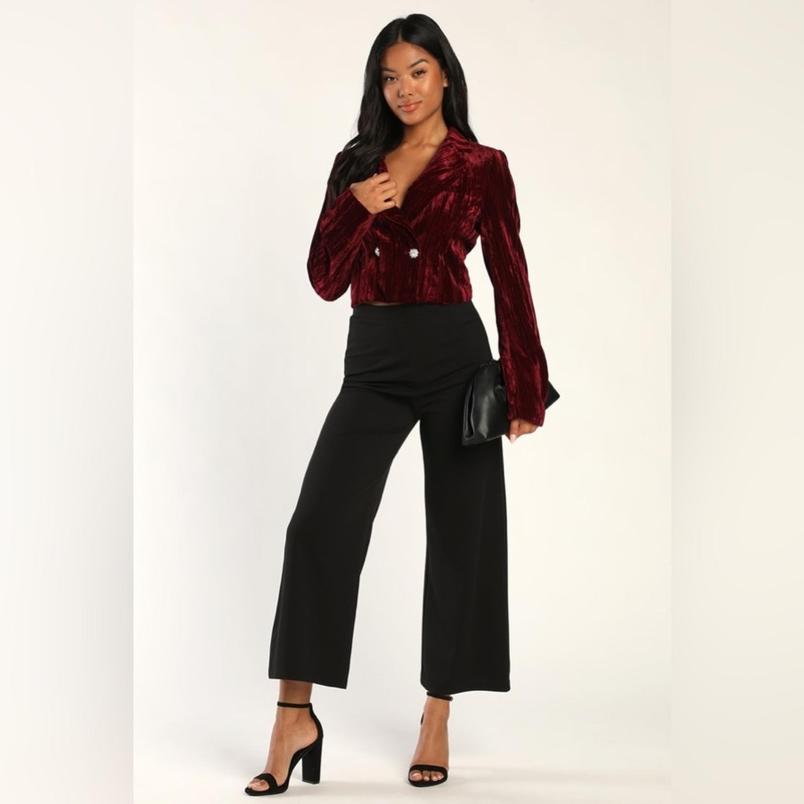 Lulus Happiest Holiday Burgundy Crushed Velvet Blazer XL