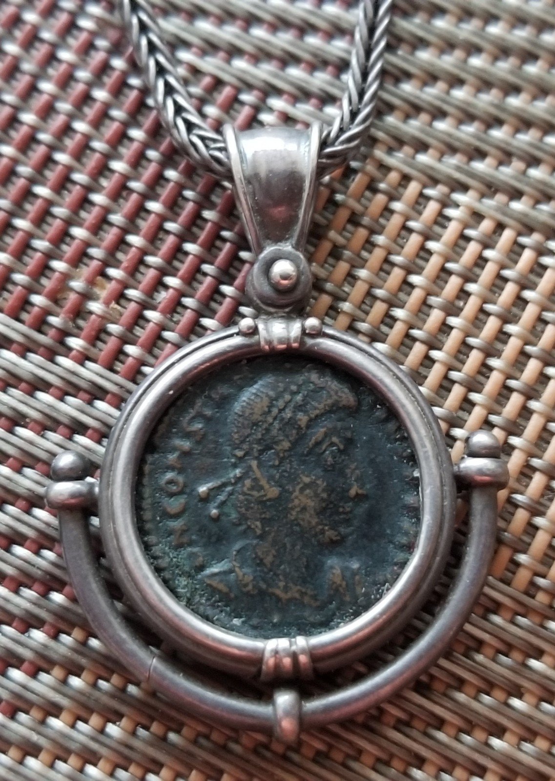 Authentic Constantine the Great Era Coin Artisan Custom Made Pendant Necklace