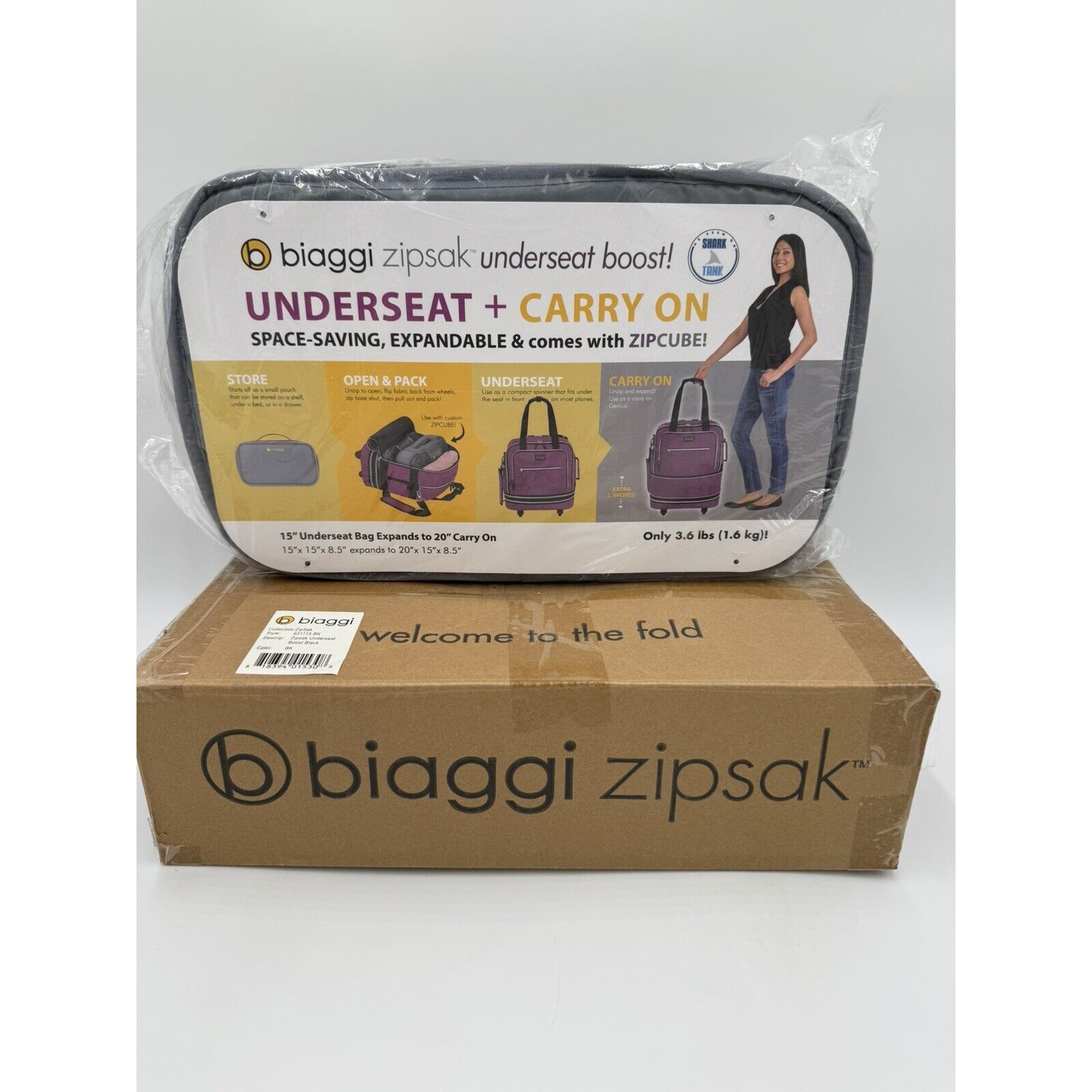 Zipsak Boost Foldable Underseat Carry on Expands to Full Size Black 15 - 20