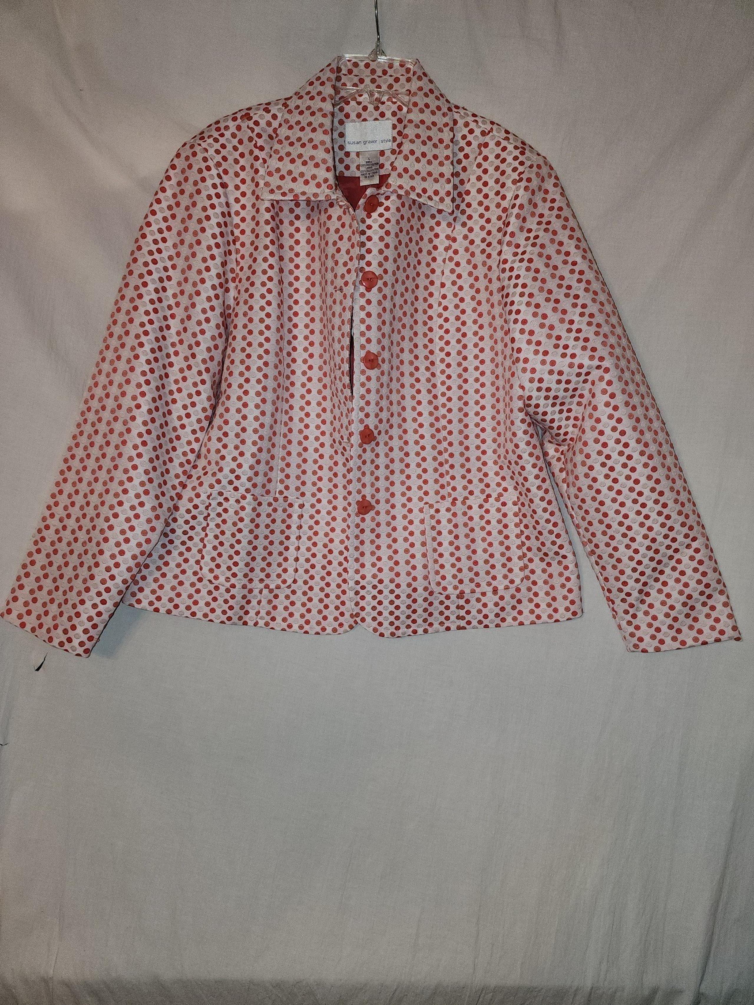 Susan graver womens size large pink dot Blazer