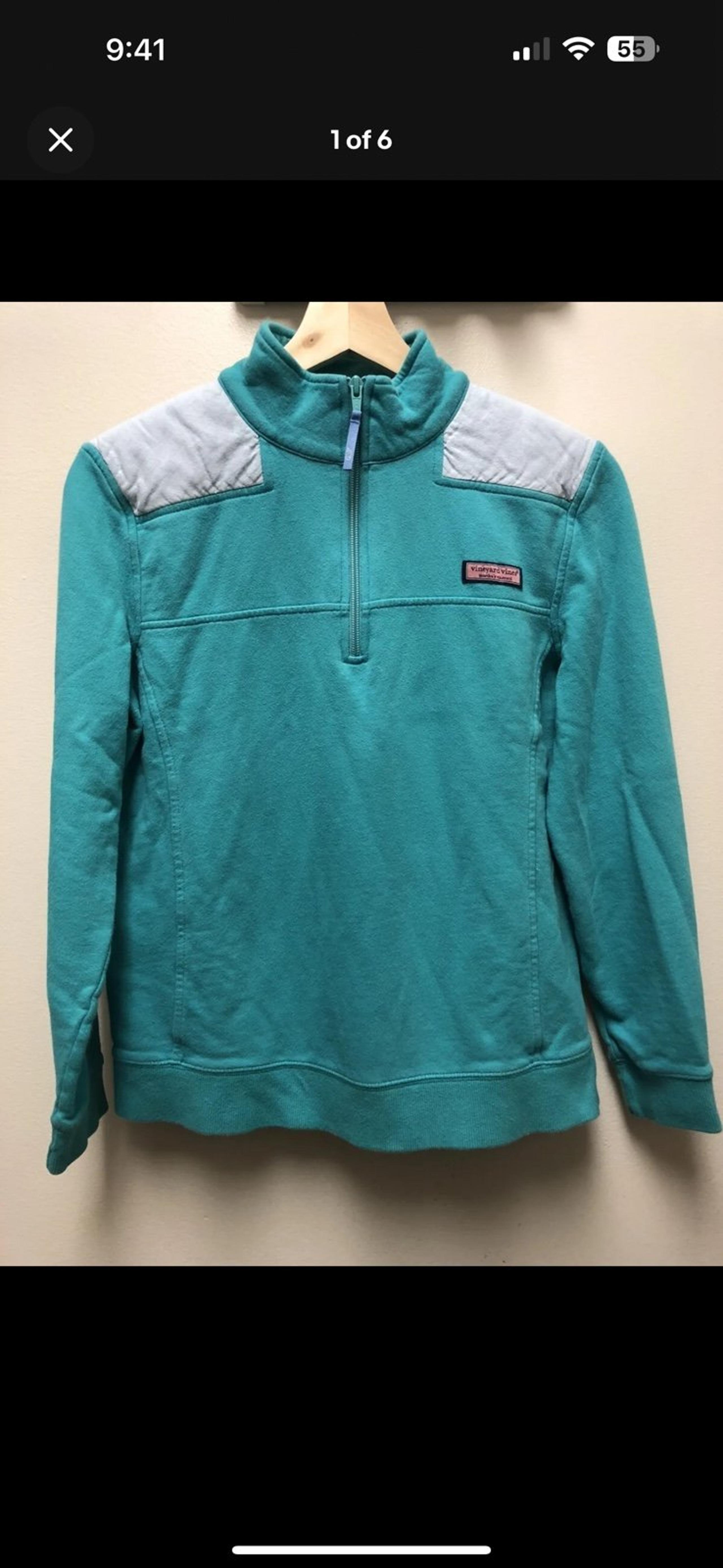 Vineyard Vines Womens Green 1/4 Zip Mock Neck Pullover Sweatshirt Size S Small