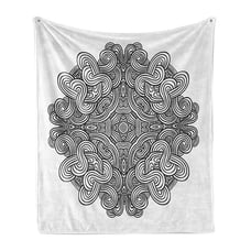 Circular Celtic Knot Ambesonne Black White Art Soft Flannel Fleece Throw Blanket