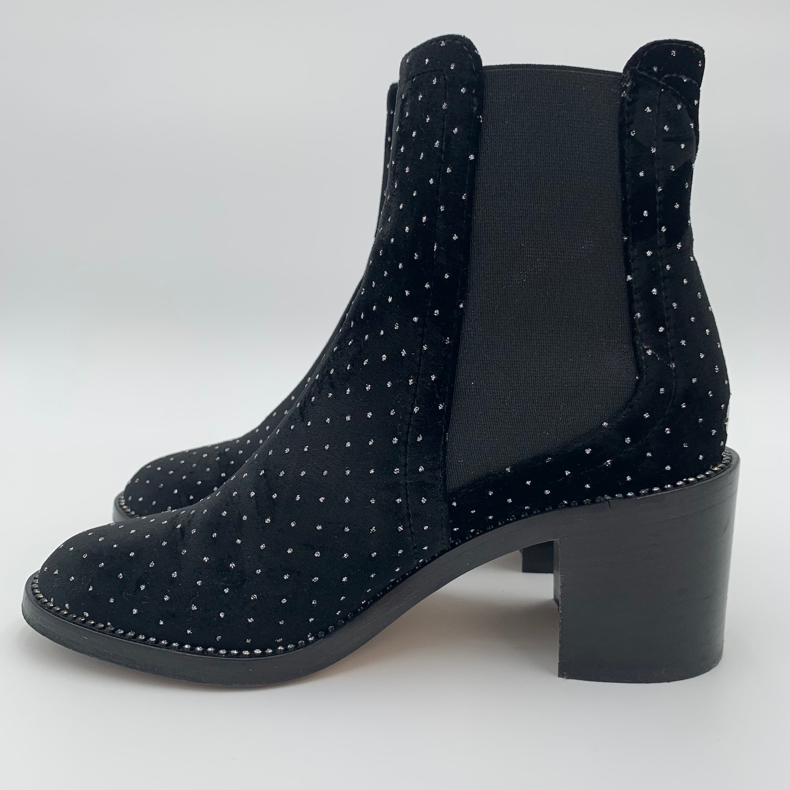 Jimmy Choo Merril Bootie Ankle Boots EU 37.5 US 7 Black Velvet Crystals