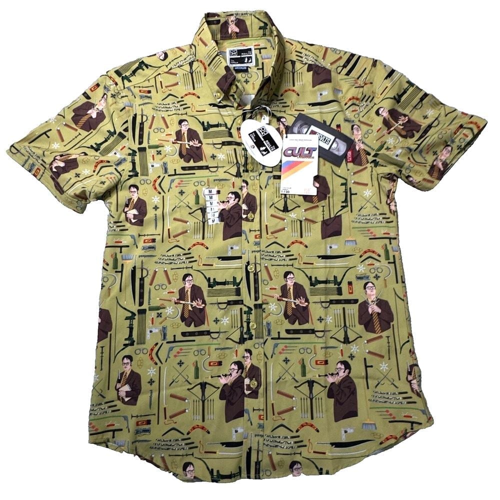 RSVLTS Roosevelts The Office S/S Shirt Sz Medium Comedy Button Up Dwight Schrute