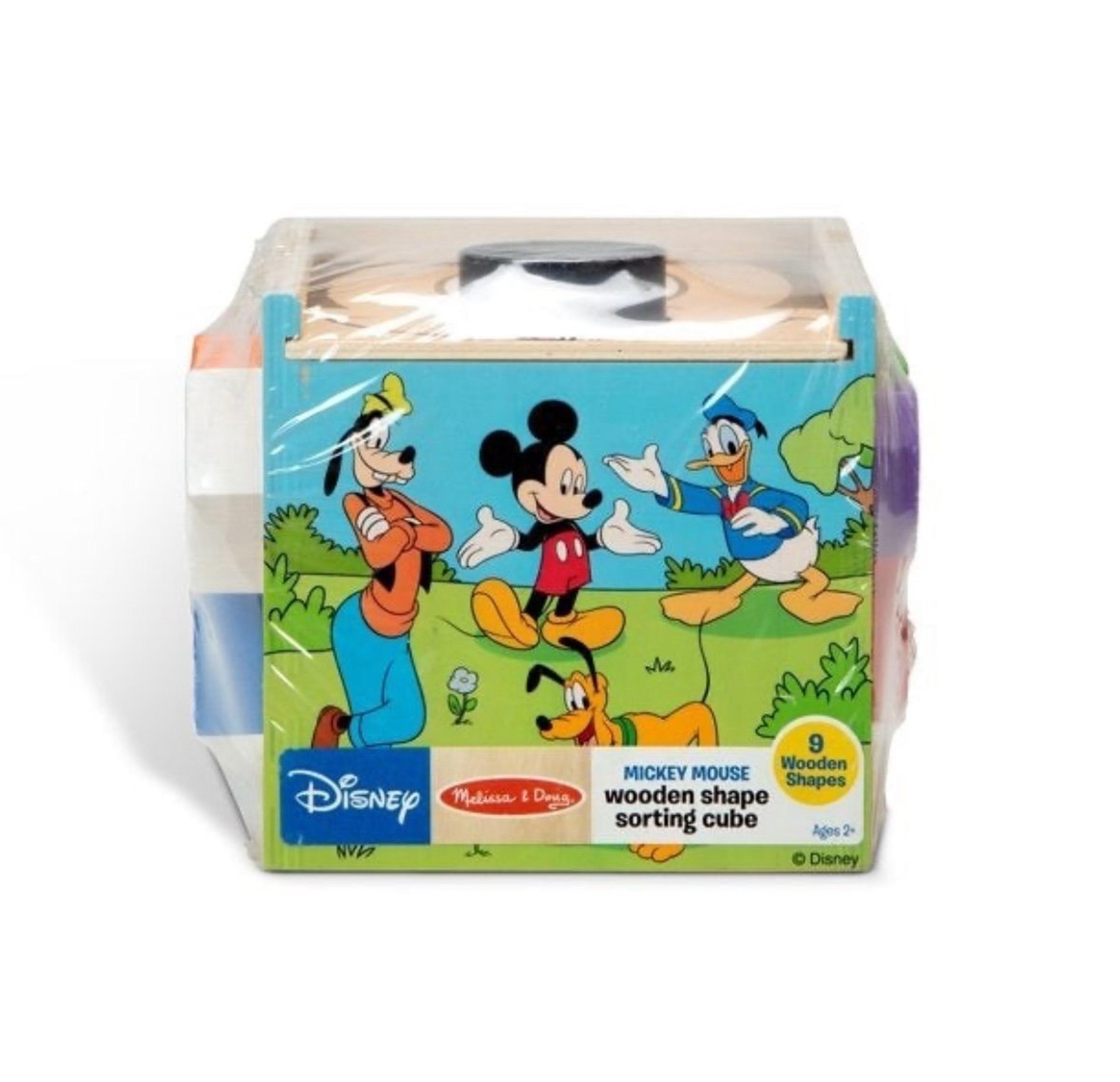 Melissa & Doug Mickey Mouse & Friends Toddler Wooden Shape Sorting Cube - Sealed