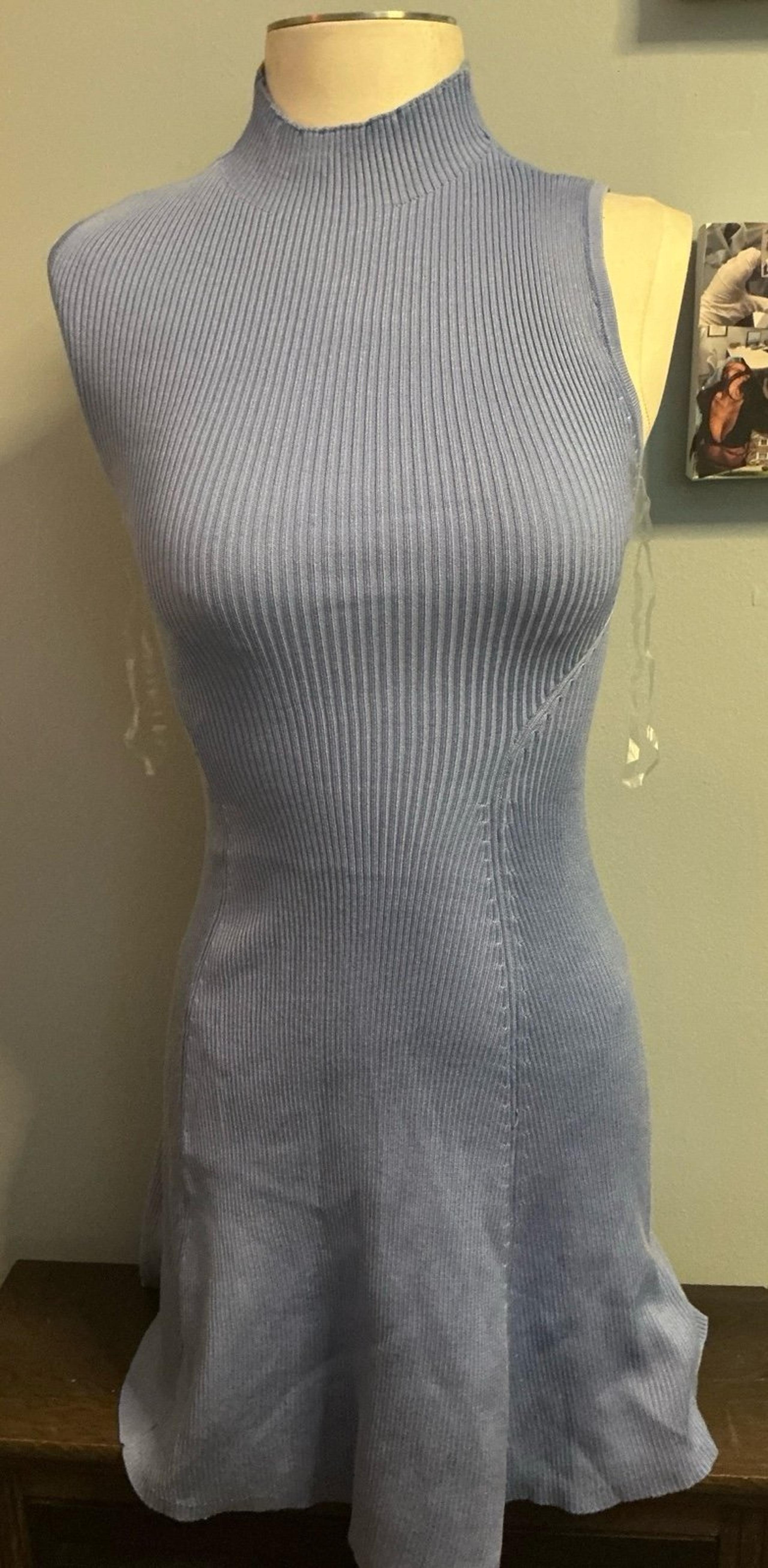 Fashion nova Baby Blue Ribbed Mock Neck Dress (Size M)