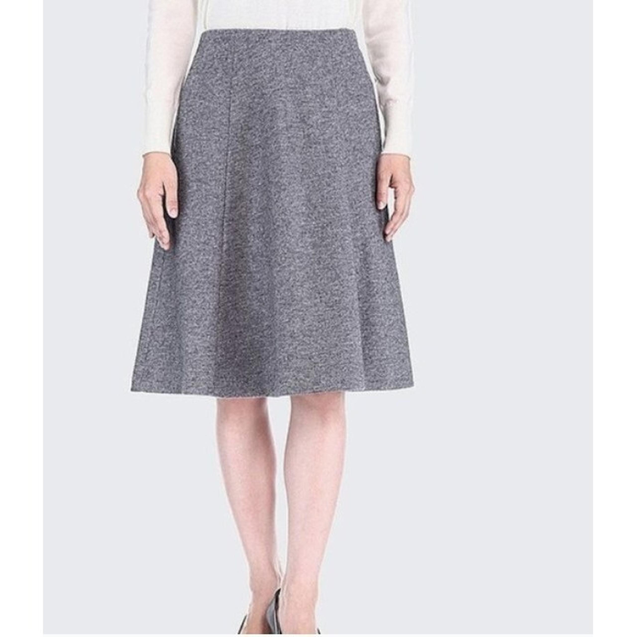 Uniqlo Grey Stretch Wool Blend Lined A-Line Knee Length Skirt Small