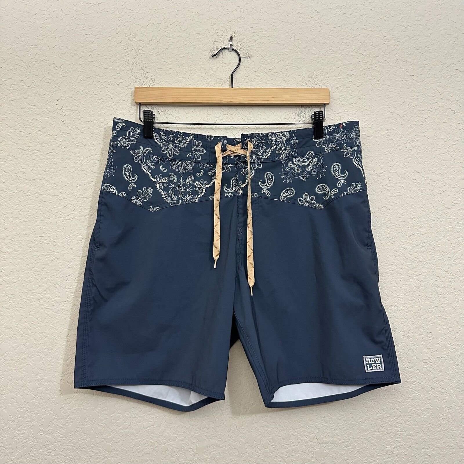 HOWLER BROTHERS Los Vaqueros Shorts Navy Blue Paisley Board Swim