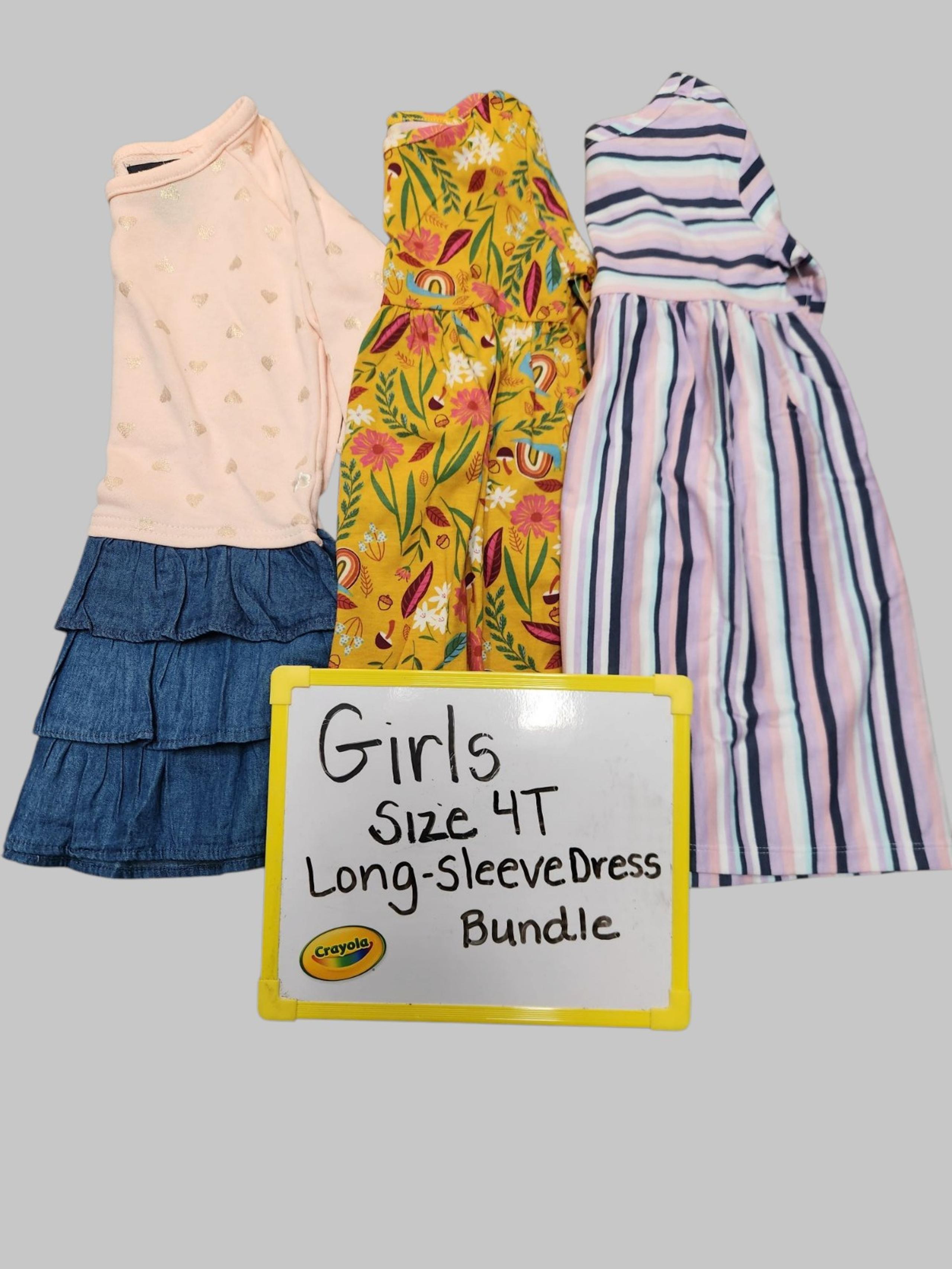 Girls Size 4T Long Sleeve Dress Bundle/Lot/Set/Wardrobe
