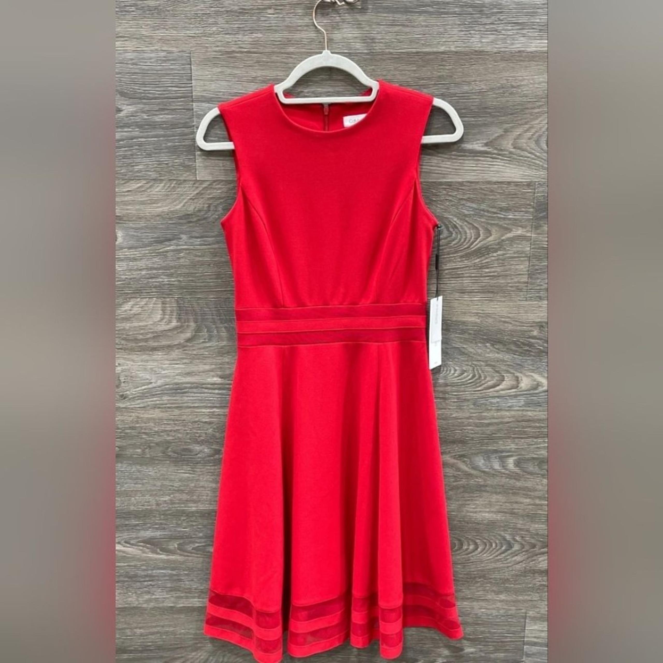 NEW Calvin Klein CK Designer Red Formal Cocktail Dress - Size 2