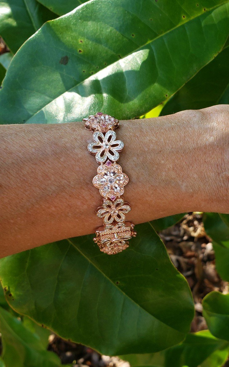 Designer Marropino Morganite ...Pink Sapphire and White Zircon Tennis Bracelet