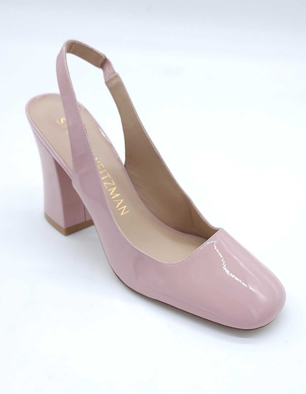 Stuart Weitzman Curveblock 85 Slingback Pumps Patent Ballet Pink Size 9 B