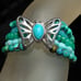 AMY KAHN RUSSELL~AKR~ Turquoise Jade MOP Five Strand Sterling Silver Bracelet