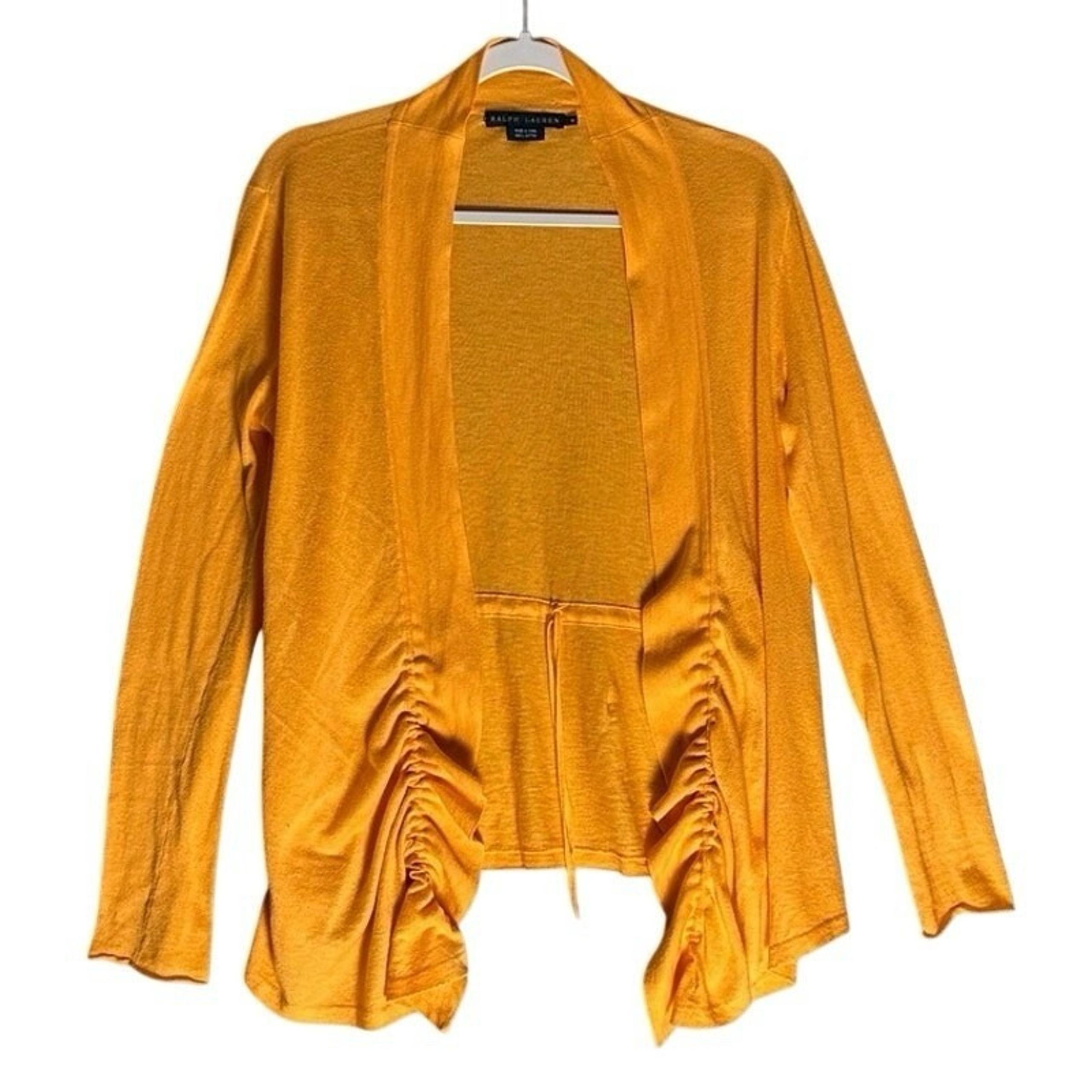 Ralph Lauren Women's Orange Open Front Cardigan Sweater Lightweight Size XS