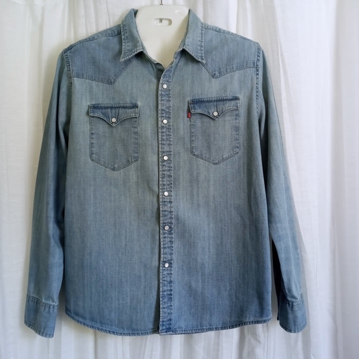 Vintage LEVI'S PEARL SNAP Shirt San Francisco CAL Western Denim Button Up XL