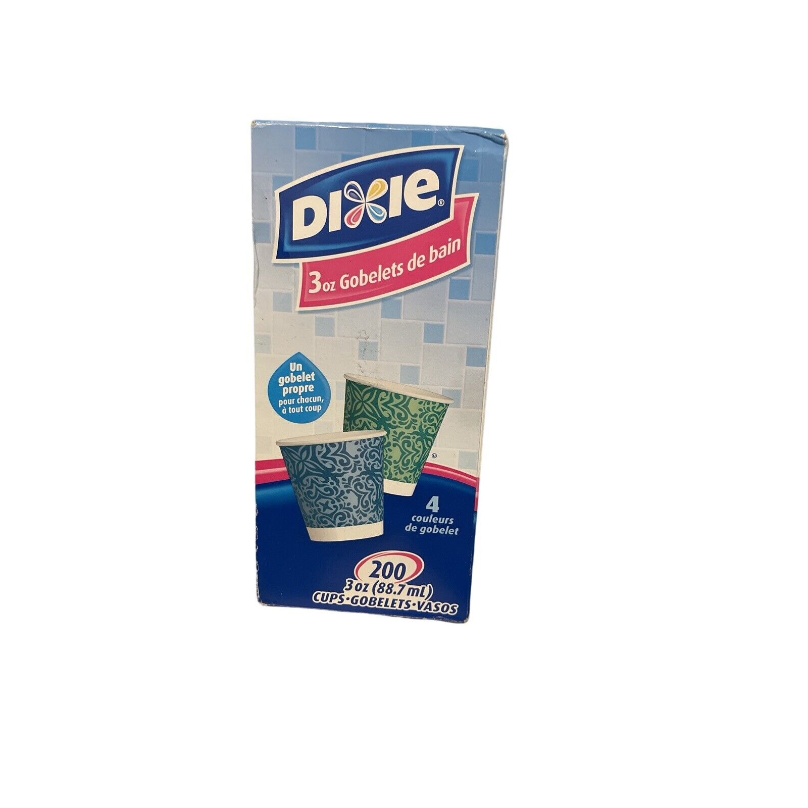 DIXIE Bath paper CUPS 3 oz. four Colors 134 count - dated 2012