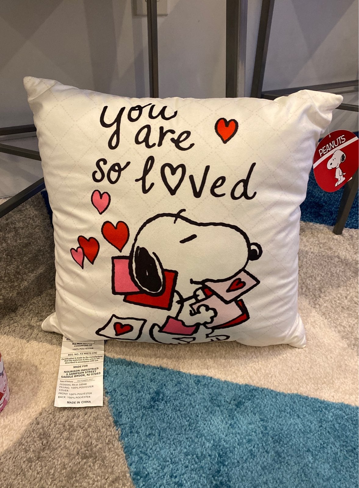 Valentines peanuts super cute decorative pillow!