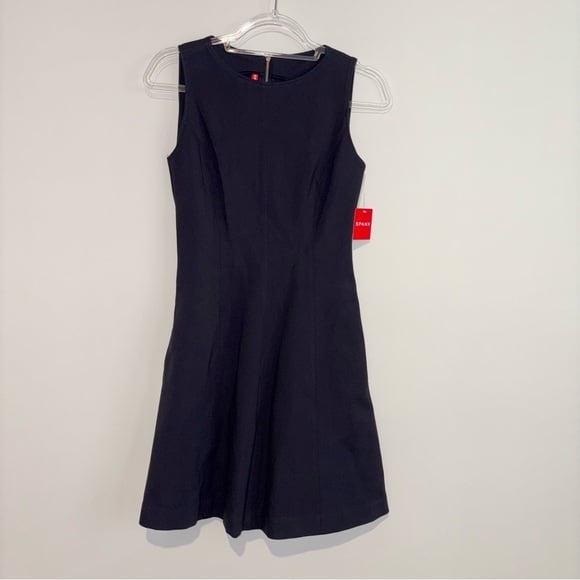 Spanx Women Perfect Fit & Flare Dress 4-Way Stretch Pocket Classic Navy Size XS
