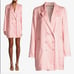 Fluer du Mal 2 Double Breasted SILK Blazer Dress Oversized Long Sleeve Pink