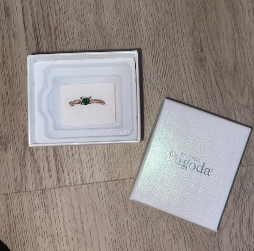 Pagoda Green CZ Bezel Ring