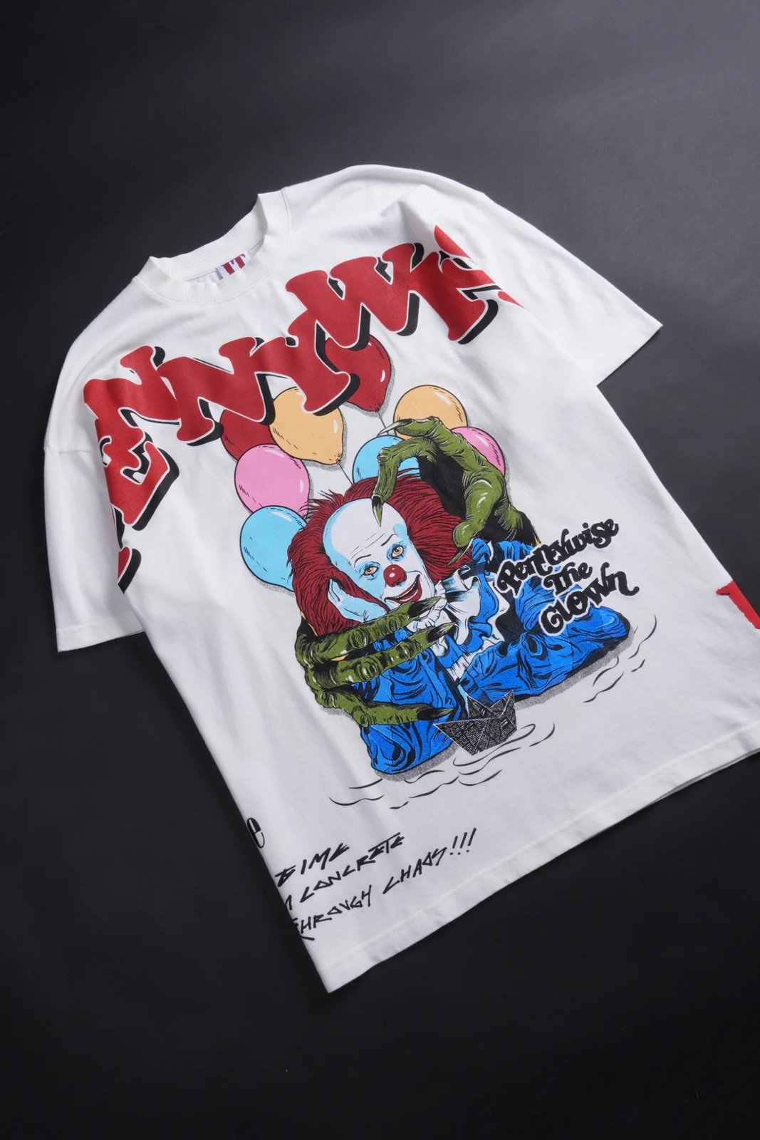 CIVIL REGIME PENNYWISE'S CHAOS AMERICAN CLASSIC OVERSIZED TEE IN BUTTER Large