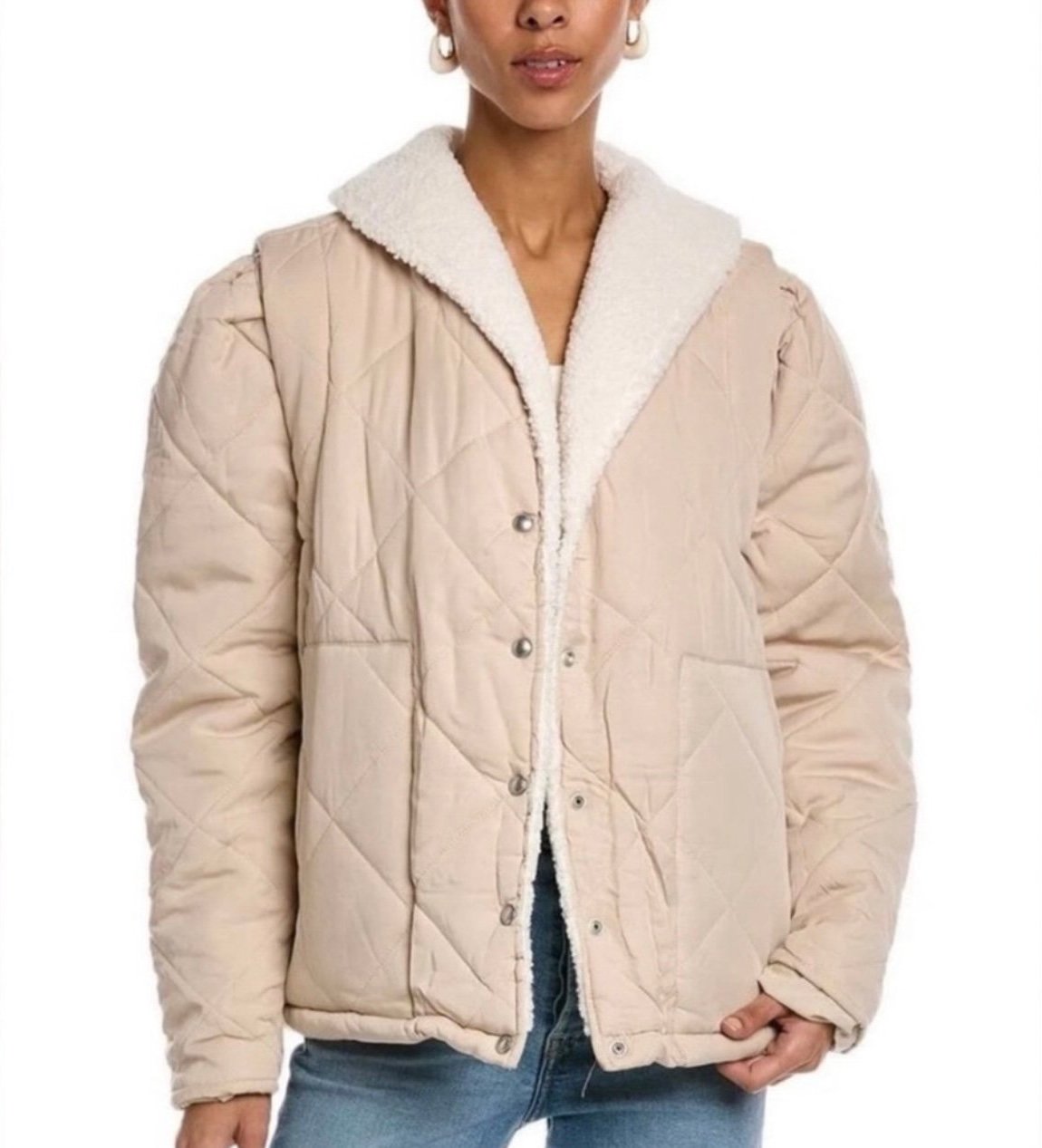 NEW Blank NYC Warm Hearts Quilted Sherpa Jacket ~ Medium