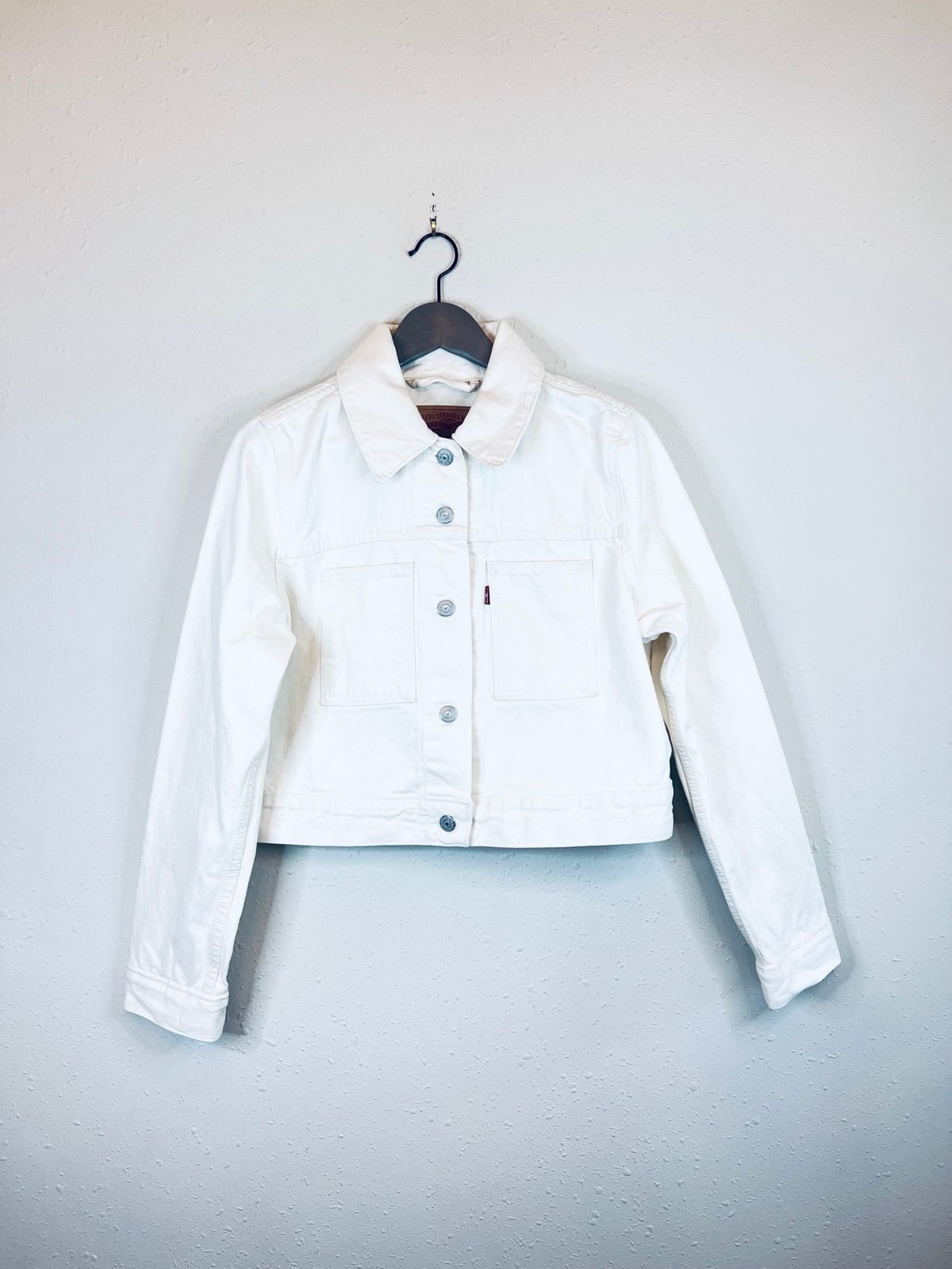 Levi’s Original Women’s White Cropped Utility Jean Jacket/Sz:L/NWT