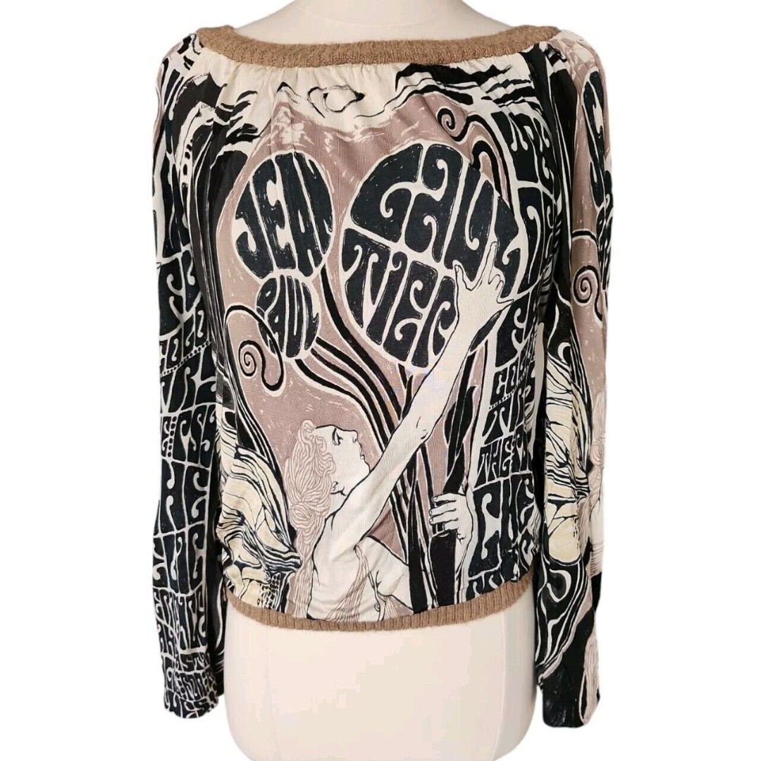 Jean Paul Gaultier Vintage 90s Y2K Mucha Art Nouveau Blouse Womens Size XS Silky