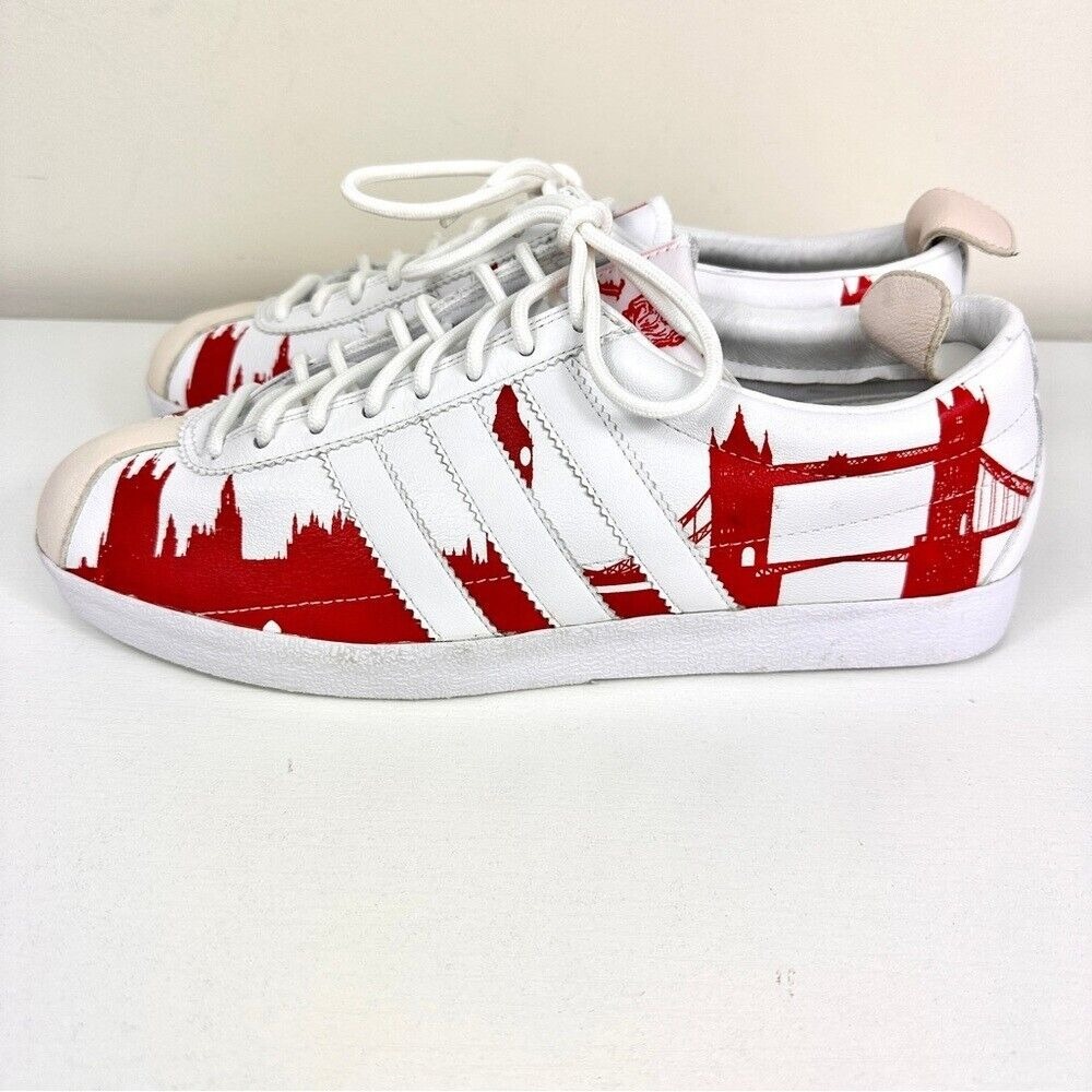 Adidas Originals Gazelle Vintage London Sneakers Size 8.5 Men Red/White