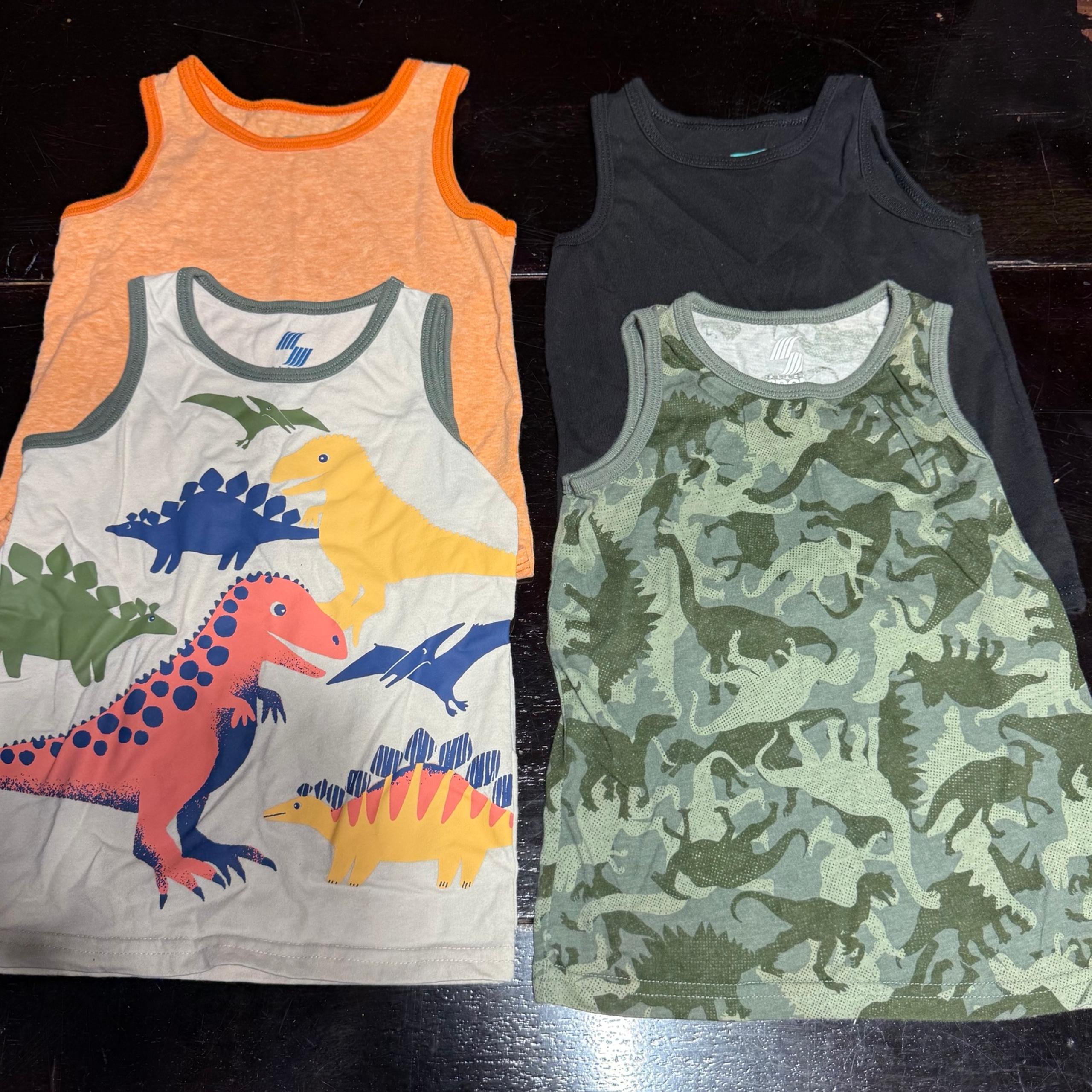 3T toddler boys tank top lot of 4. 2 are Dino themed.