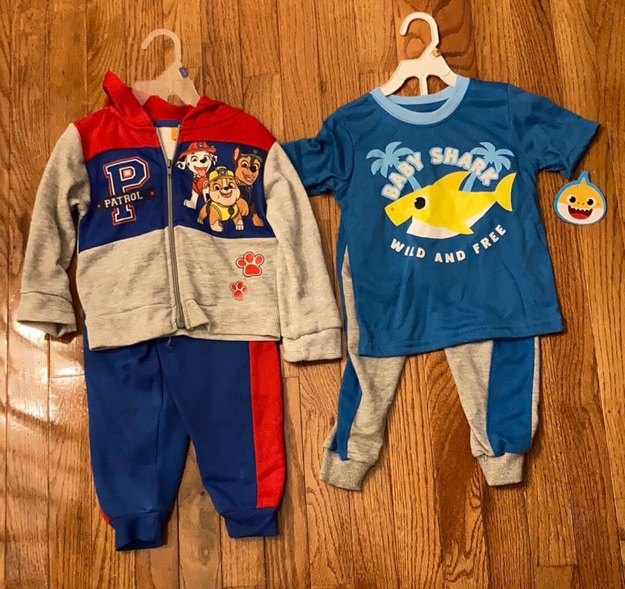 New Toddler Paw Patrol and Baby Shark Sets-3T