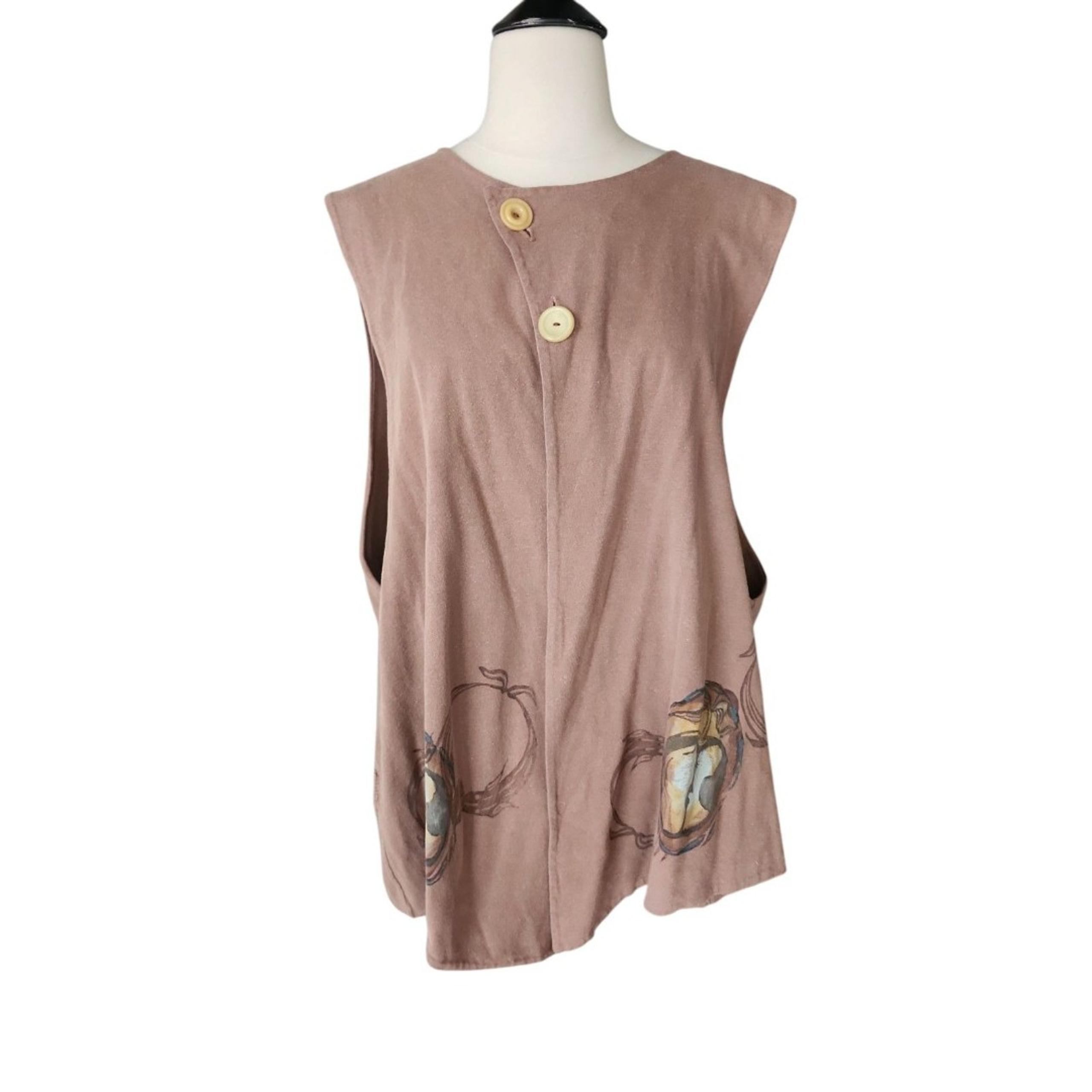 Blue Fish Vintage 90s Organic Cotton Boho Vest Women's Brown Relaxed Lagenlook