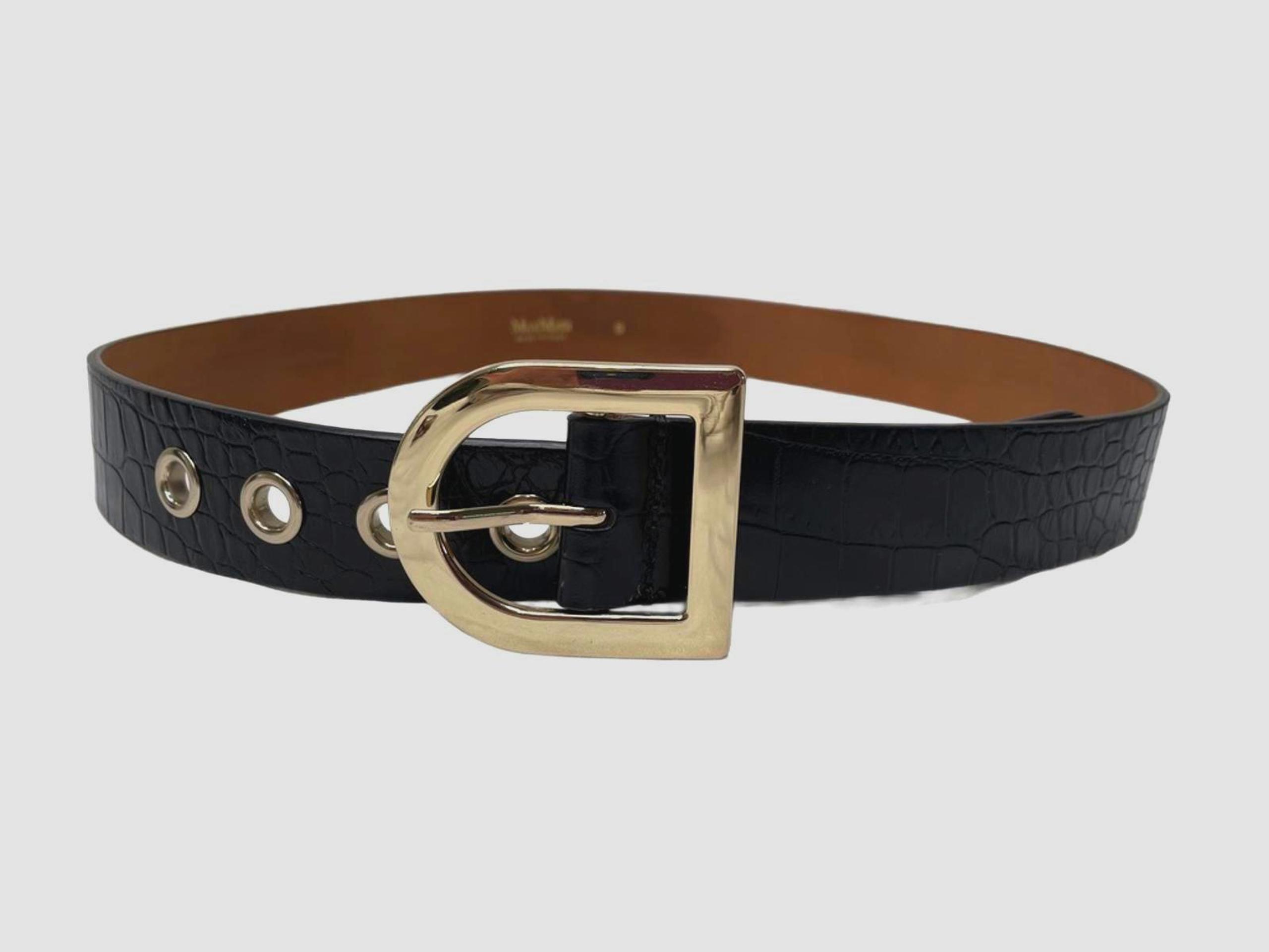 MAXMARA Black Crocodile Leather Belt Women S Luxury Business Preppy Academia