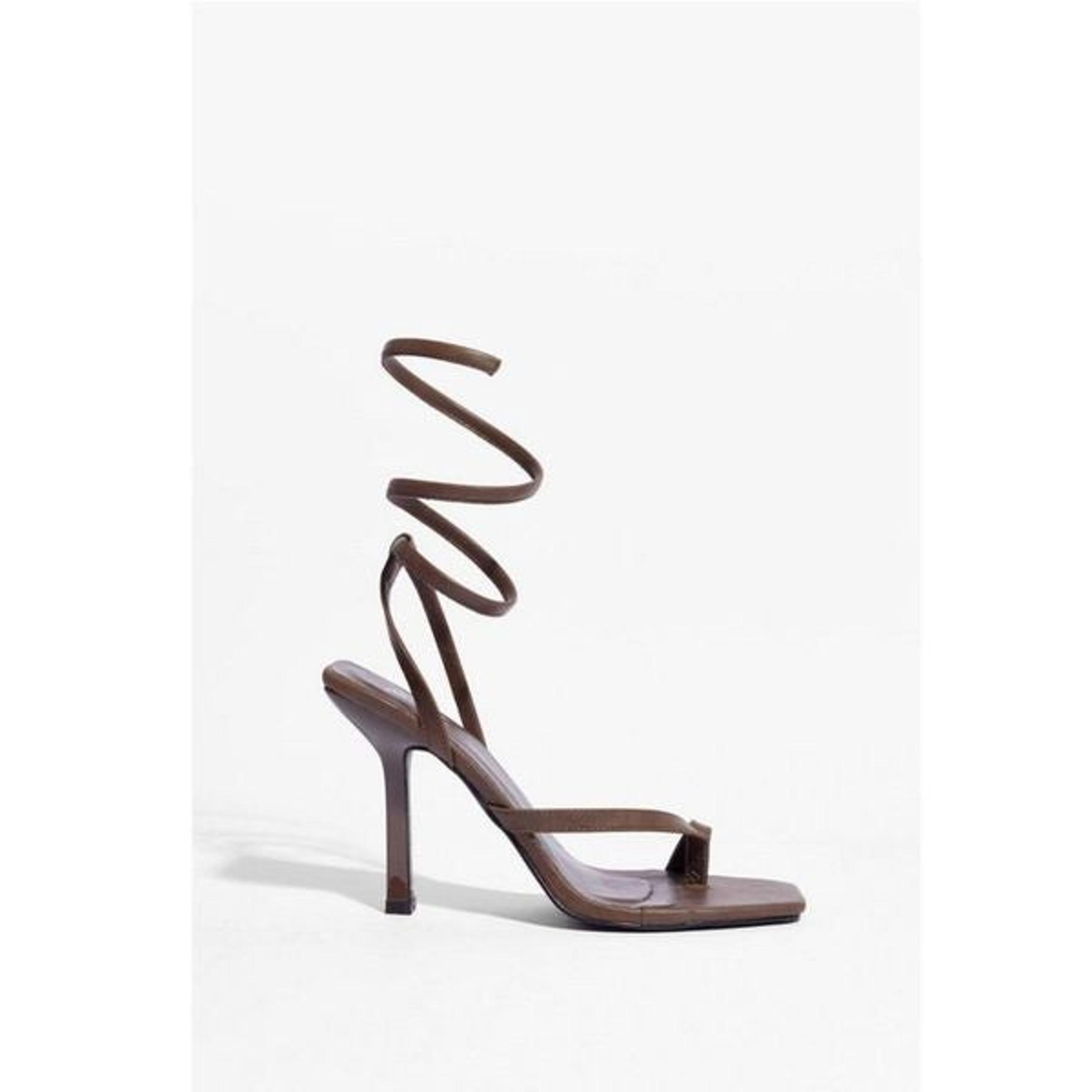 Nasty Gal Square Toe Wrap Around Stiletto Heels