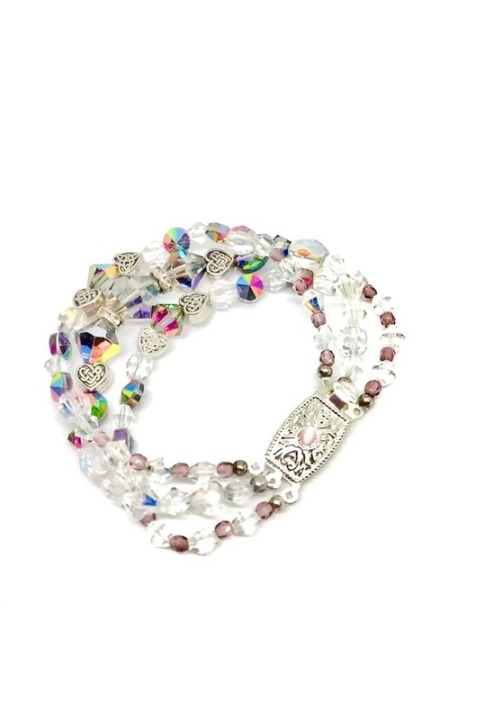 Aurora Borealis One-of-a-kind Triple Strand Crystal & Sterling Bracelet