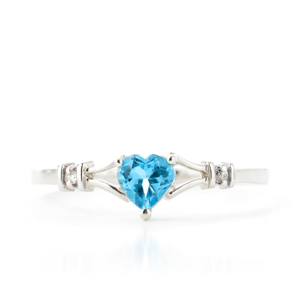 14K. SOLID GOLD RINGS W/ NATURAL DIAMONDS & BLUE TOPAZ (White Gold)