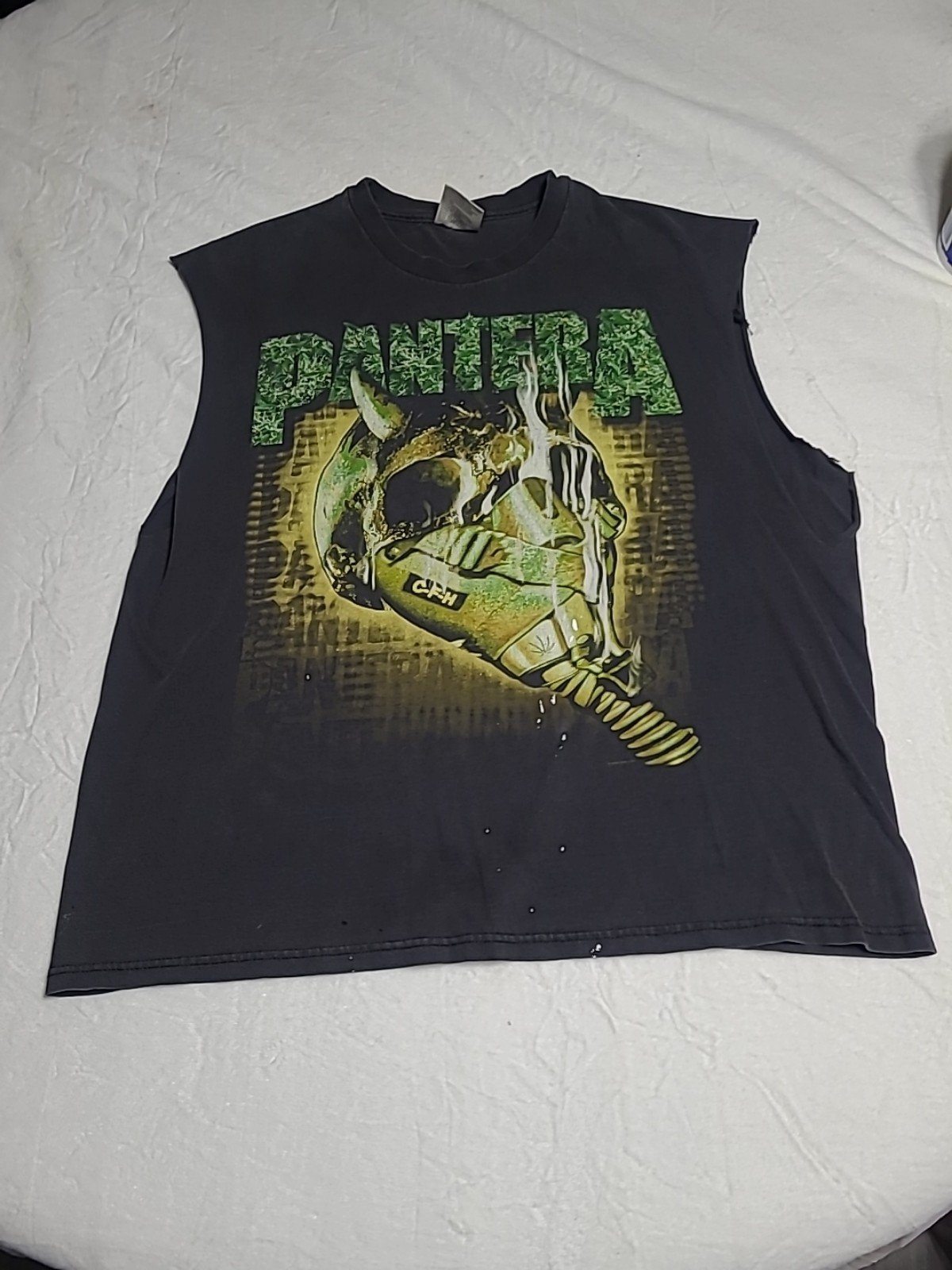 Rare 1999 Vintage Pantera Skull weed gas mask. "Smokin In 99"  sleeveless shirt.