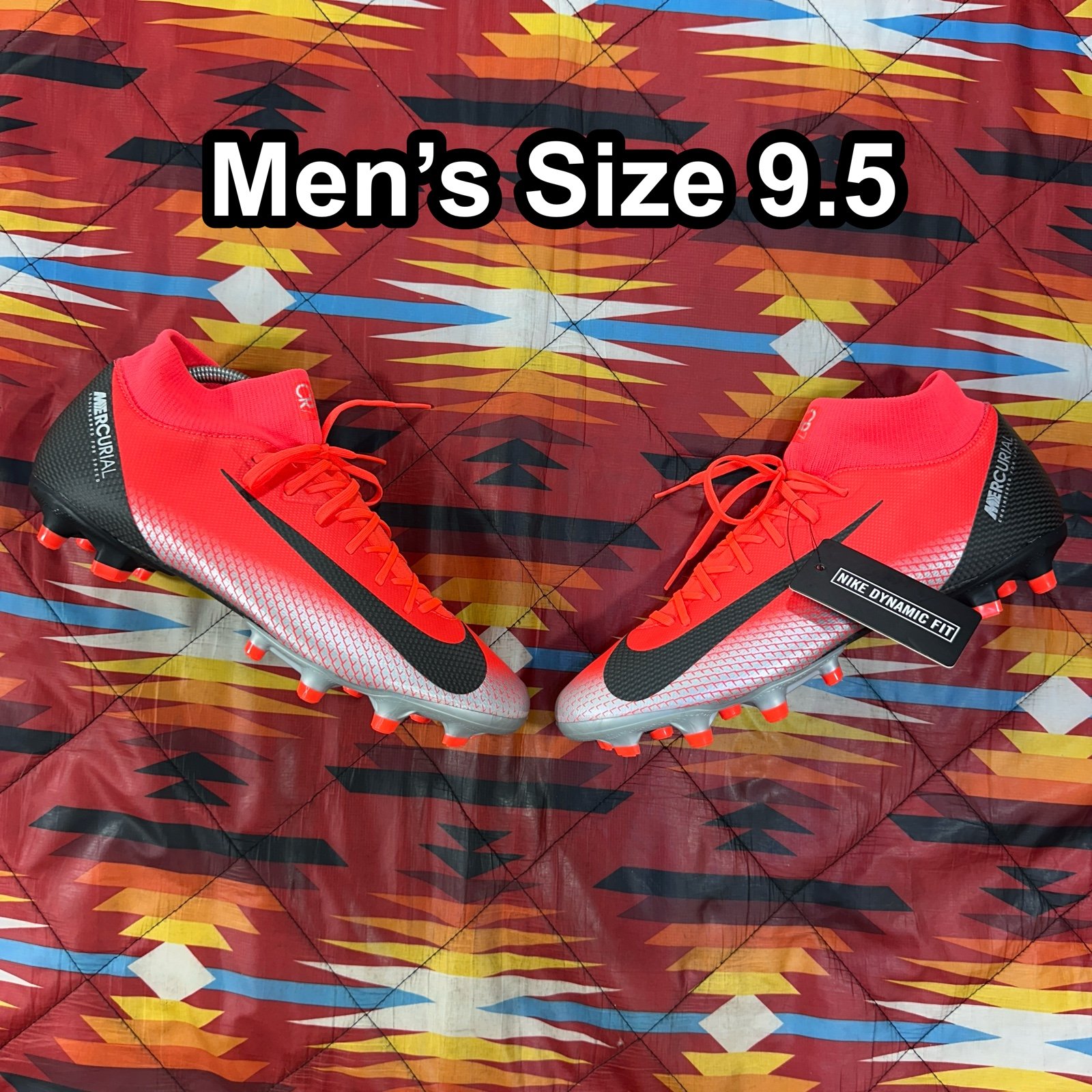 Mercurial Superfly 6 CR7 Mens 9.5 Bright Crimson Silver AJ3541-600 Cleats