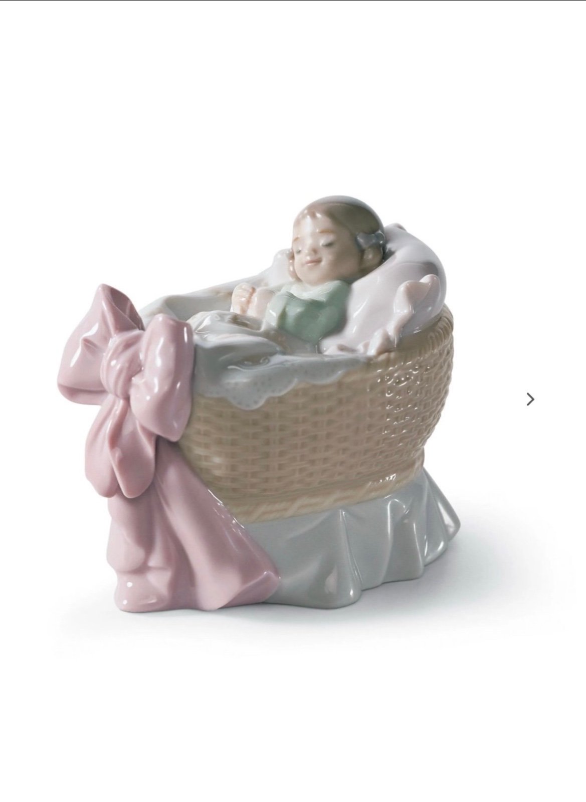 Lladro A New Treasure Girl in Bassinet Porcelain Figurine NIB