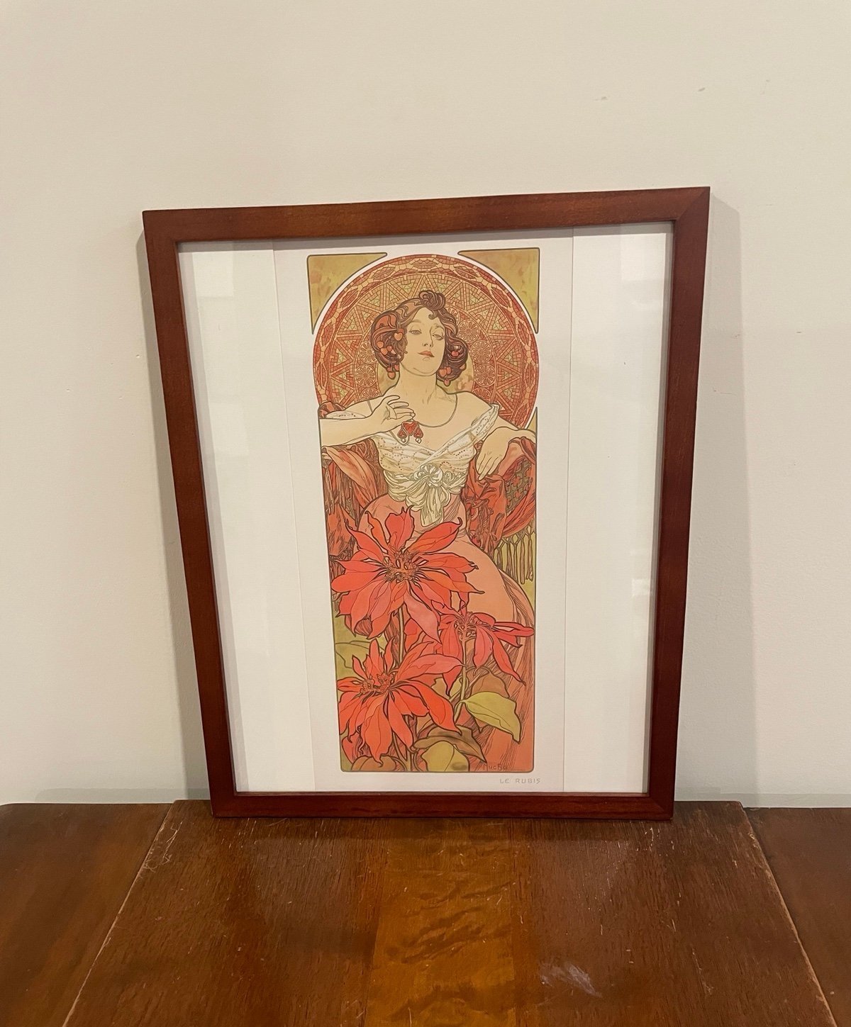 Alphonse Mucha Ruby Framed Print 12x15 Precious Stones Art Nouveau Bohemian Art