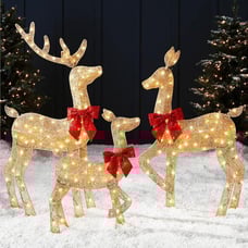New Set of 3 Family Reindeers (4ft 2D Lighted Christmas Rudolph Large Outdoor