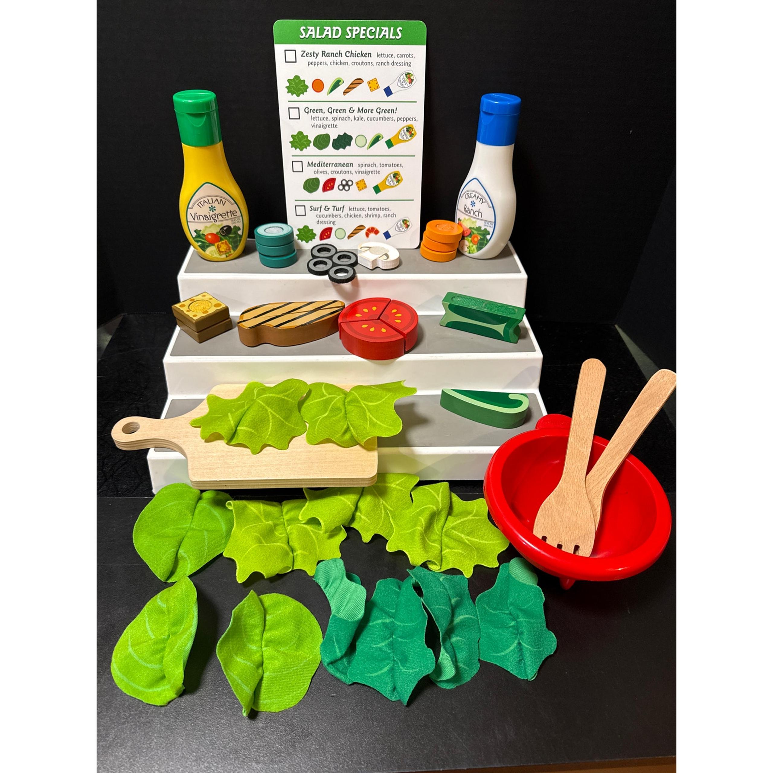 Melissa & Doug Slice & Toss Salad Play Food Set wooden & felt pretend