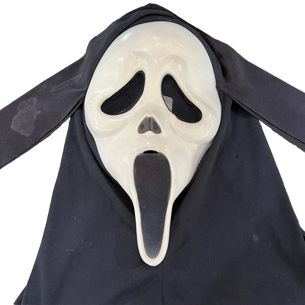 Vintage Scream Ghost Face Hooded Mask Head Strap S9206 Easter Unlimited No Glow